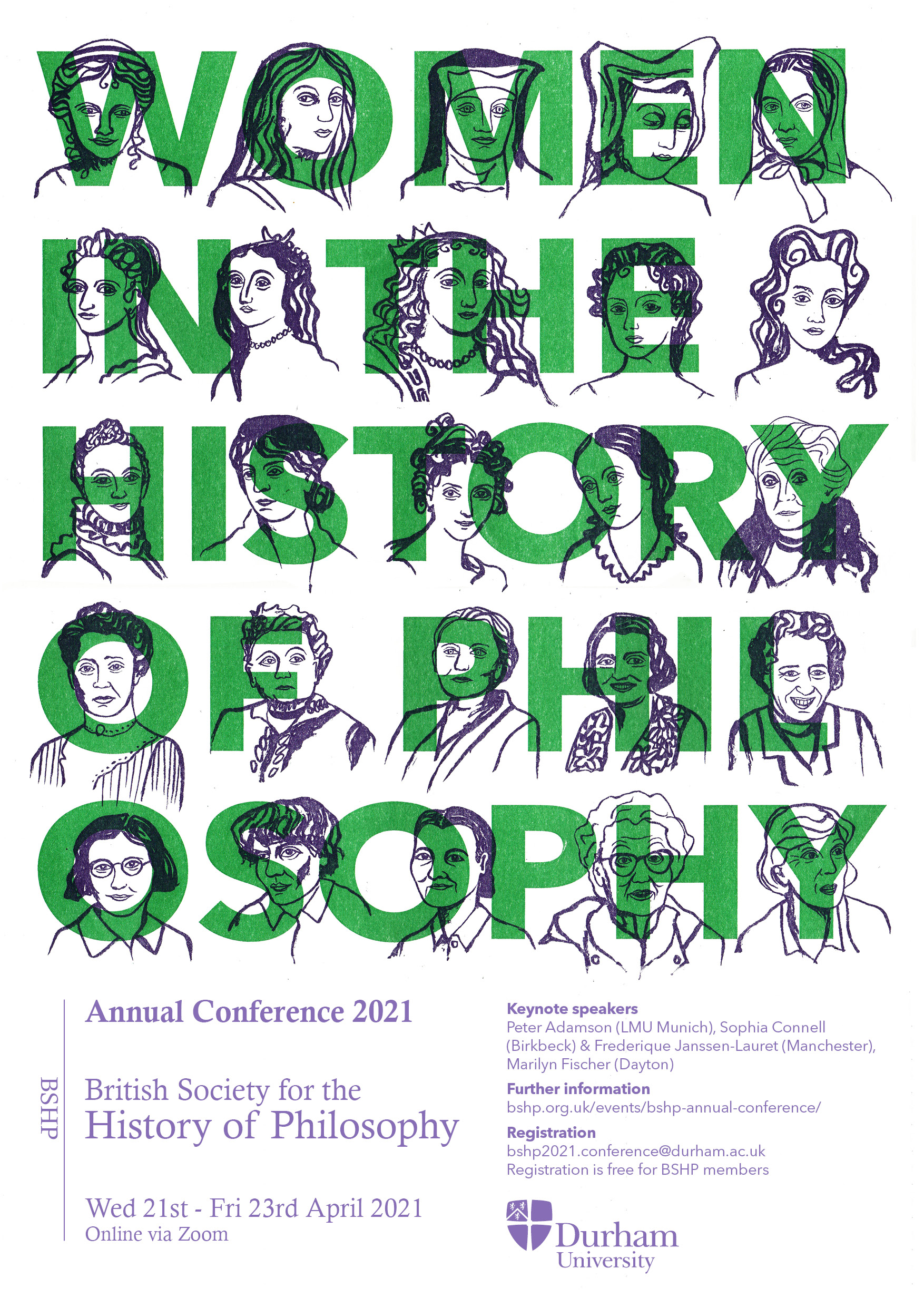 Women in the history of philosophy poster for The British Society for the History of Philosophy's annual conference